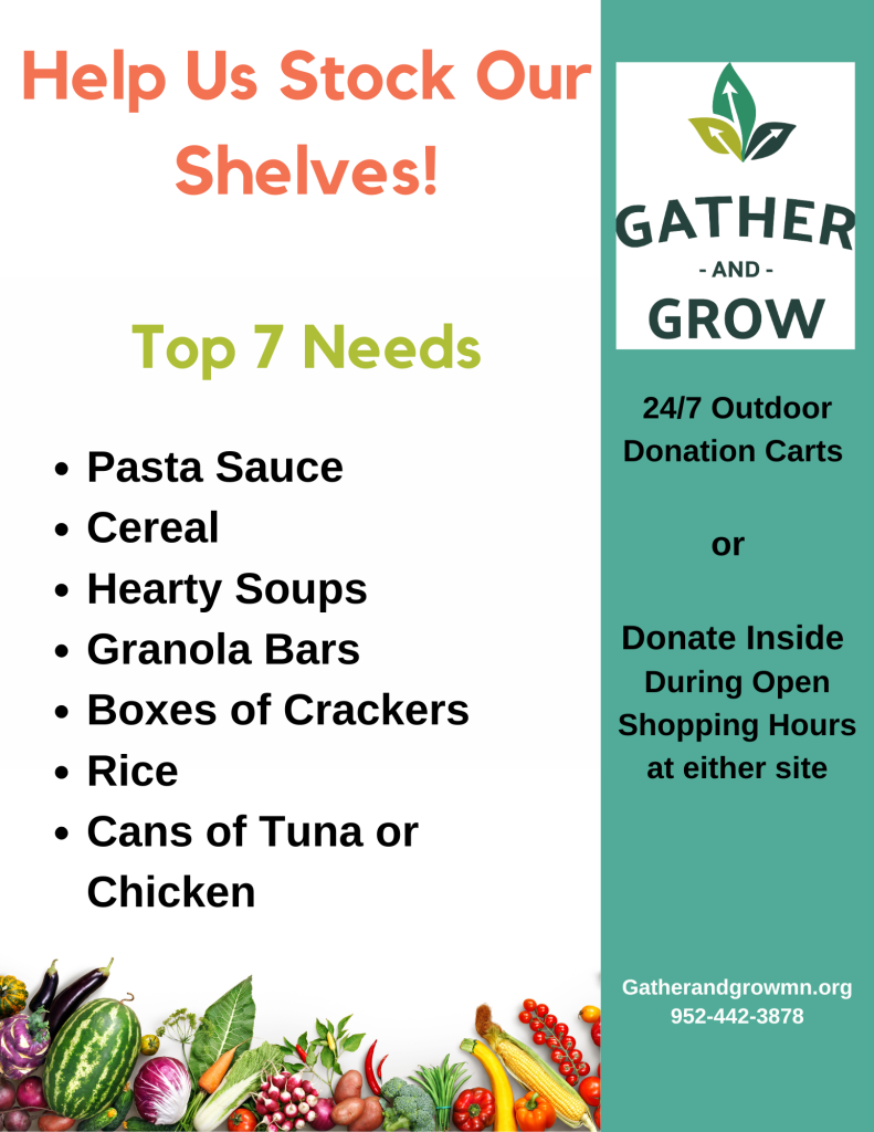 Seven most need items at Gather and Grow Food Shelves